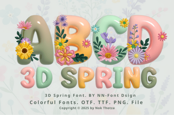 3D Spring Font: Vibrant Floral Typography